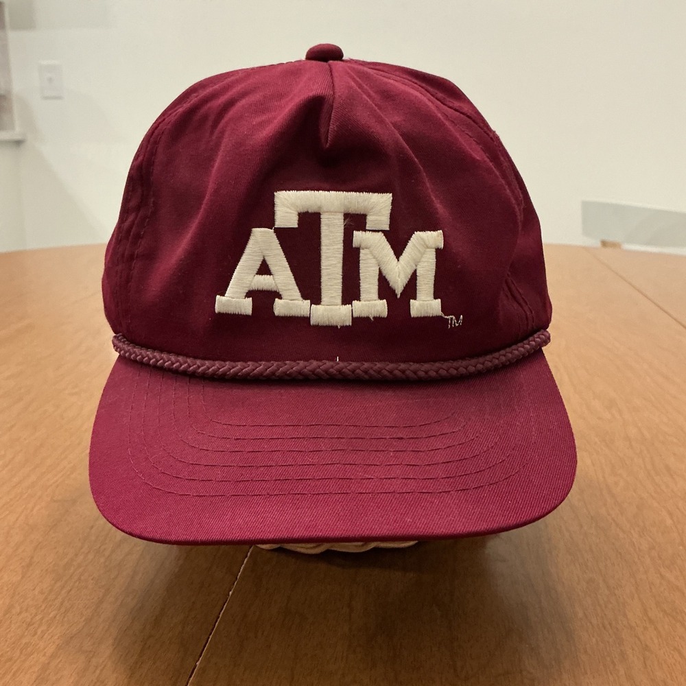 VTG 90s Top of the World Texas A&M Hat Mens OSFA Maroon Rope Leather Strap Cap